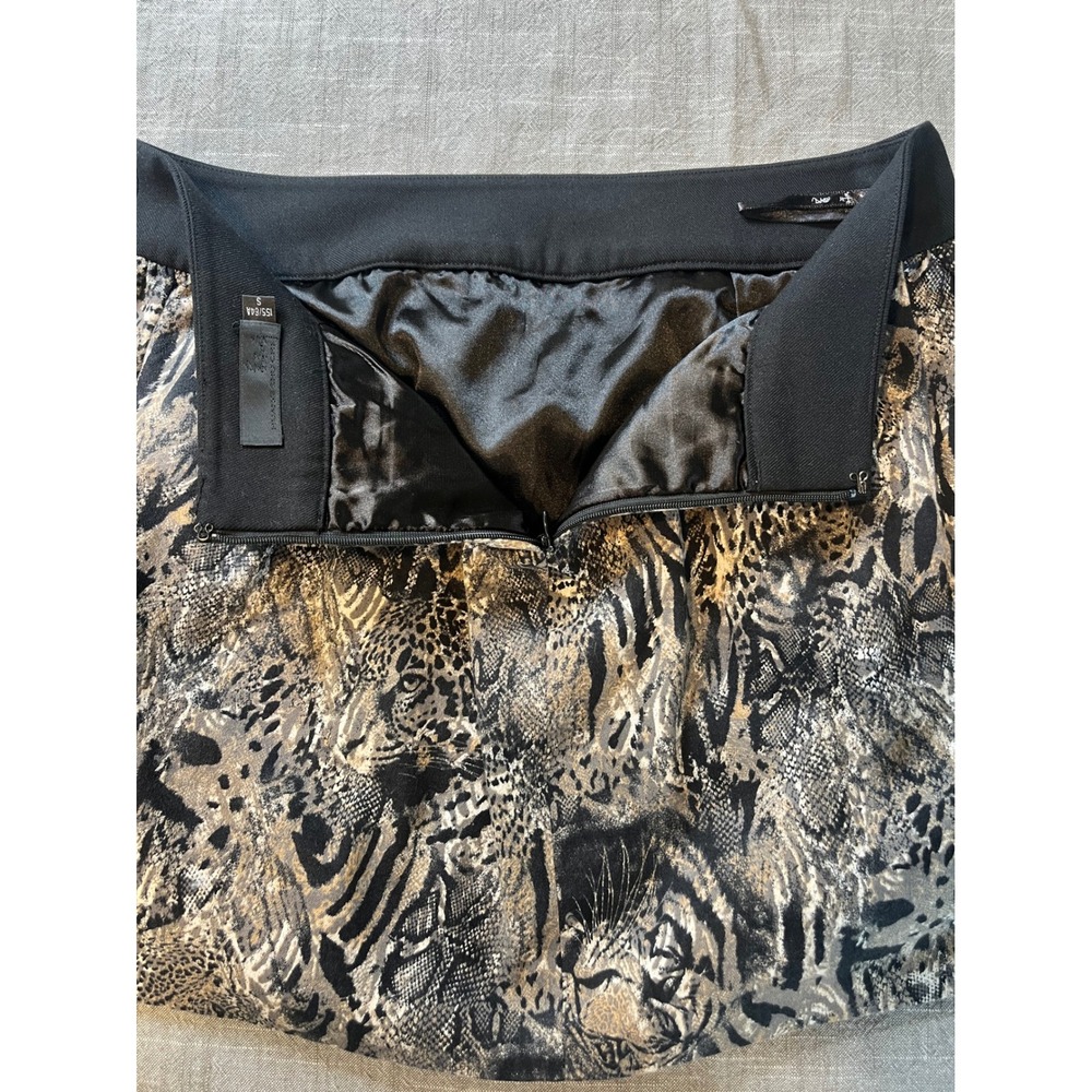 Haung Shu Chi Animal Print Mini Skirt‎ Gold Black Leopard Tiger Snake Size S - Picture 8 of 10